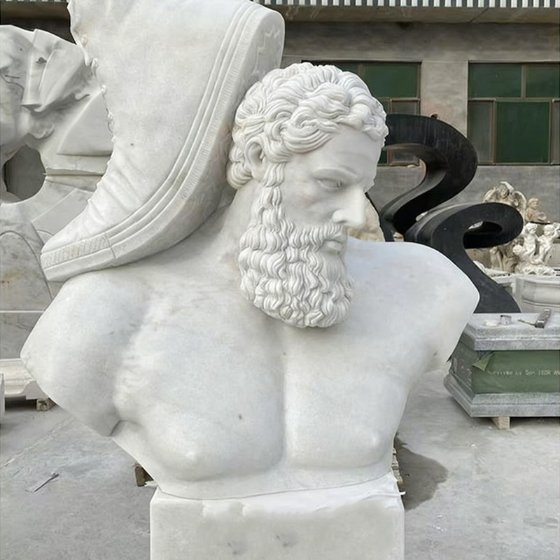 Escultura humana de mármol blanco de tamaño natural, tallada a mano