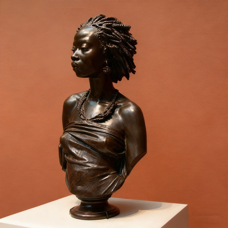 Busto de escultura humana de fibra de vidrio con efecto bronce