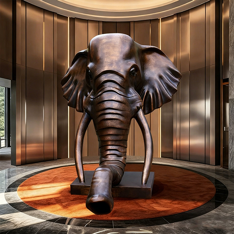 Escultura de cabeza de elefante