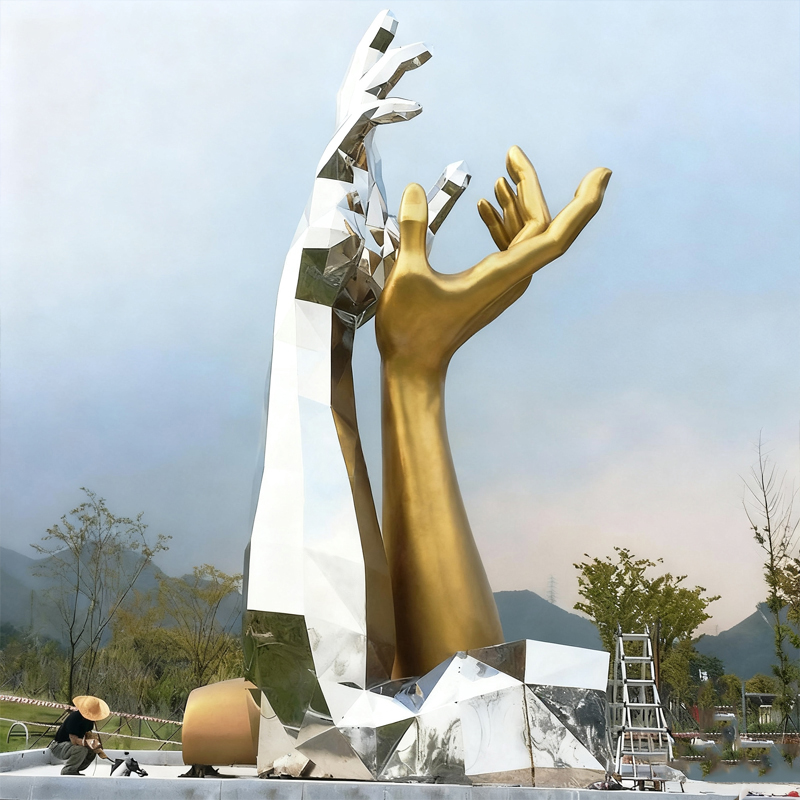 Escultura artística abstracta de acero inoxidable para exteriores