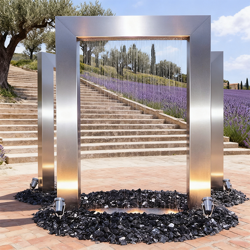 Escultura de cortina de agua de acero inoxidable Gateway of Time