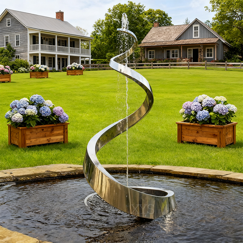 Escultura de fuente de agua en espiral de primavera danzante