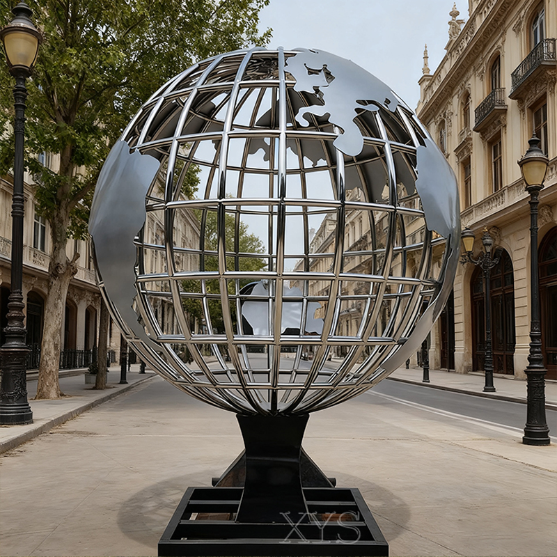 Escultura de globo calado de meridiano global