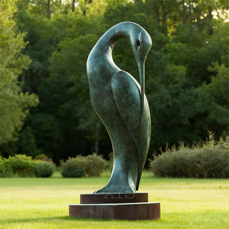 Escultura de arte moderno de garza abstracta de bronce (garza)