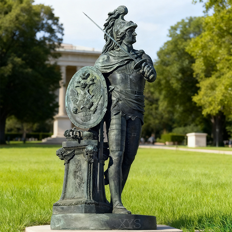 Escultura de bronce del guerrero blindado europeo/dios romano de la guerra