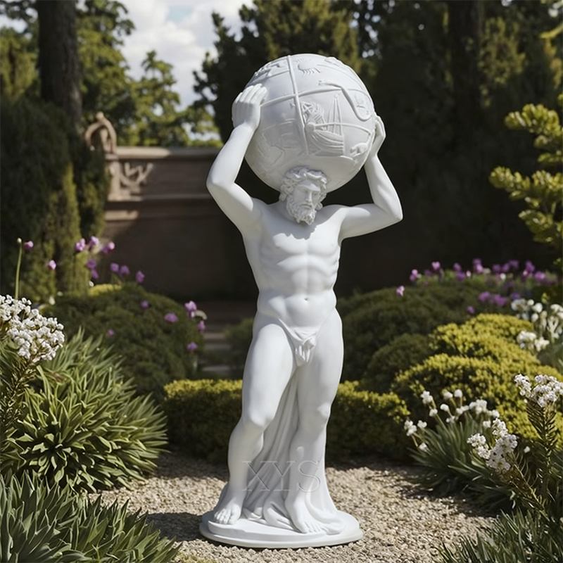 Atlas de mármol blanco que lleva la escultura del cielo