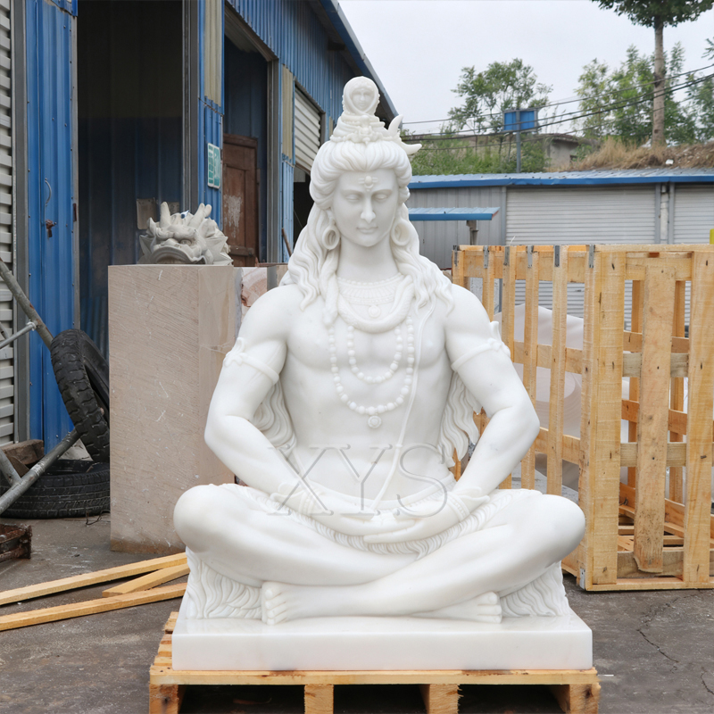 Estatua sentada de Shiva de mármol blanco
