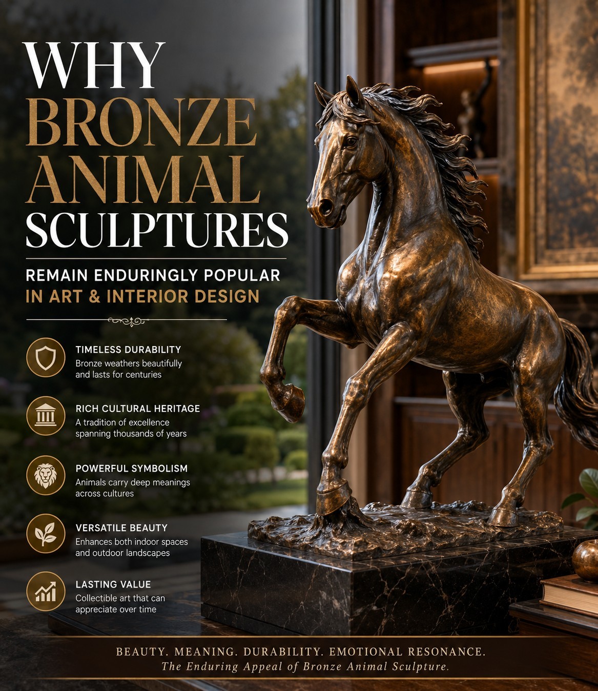 ¿Qué hace que las esculturas de animales de bronce sean una opción tan duradera para el arte y la decoración del hogar?