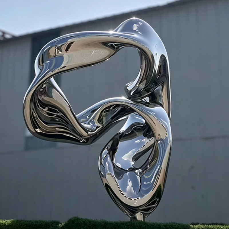 Escultura abstracta de acero inoxidable de línea retorcida
